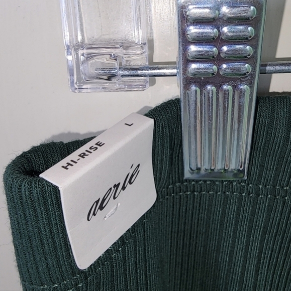 Aerie | High Waisted Variegated Rib Cropped Kick Flare Pants Green Womens Large - Picture 6 of 9